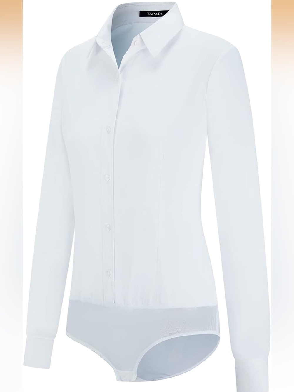 Bodysuit Blouse Button Down One-Piece Long Sleeve Solid L 1501/4-1